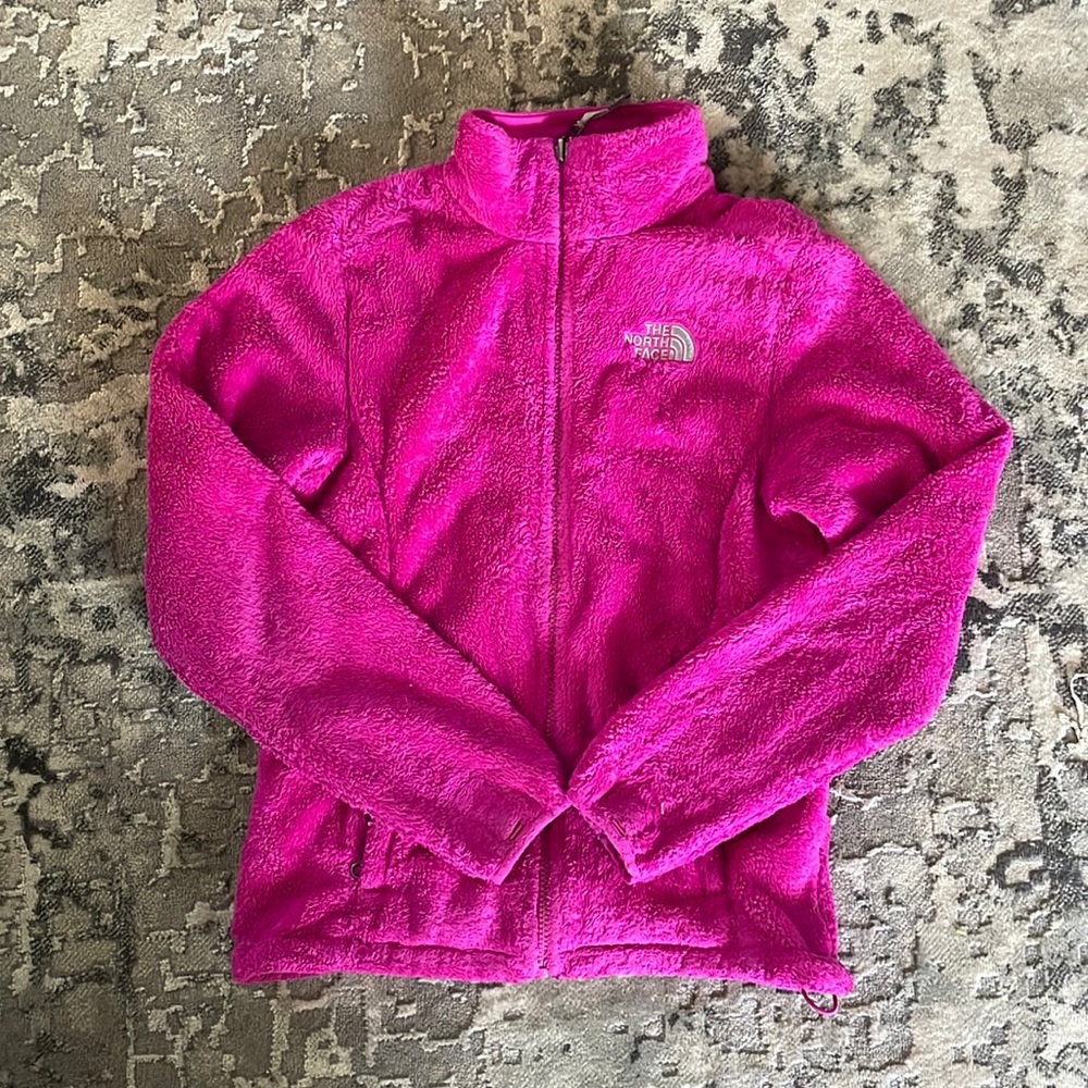 Fuzzy pink north face